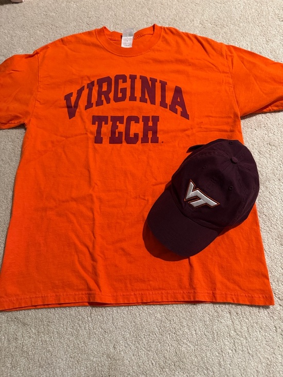 Hanes Beefy Other - Virginia Tech Orange Short Sleeve Tee - MaroonVT Hat Combo